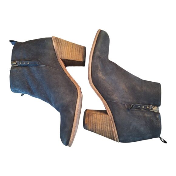 Anthropologie Hoss Intropia Double Zip Suede Heeled Ankle Boots Black 38 Spain 8 - Picture 4 of 12